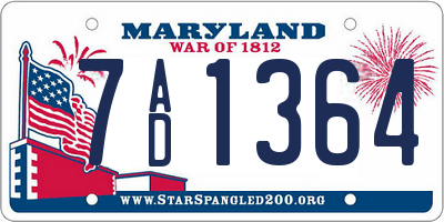 MD license plate 7AD1364