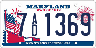 MD license plate 7AD1369