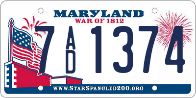 MD license plate 7AD1374