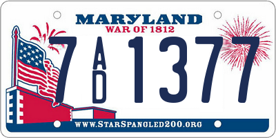 MD license plate 7AD1377