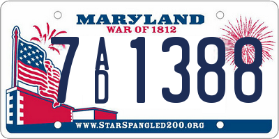 MD license plate 7AD1388
