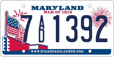 MD license plate 7AD1392