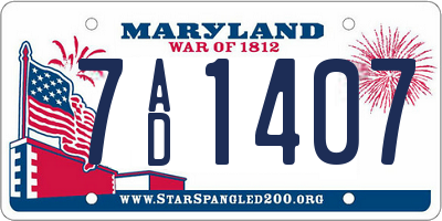 MD license plate 7AD1407