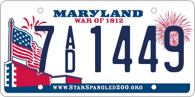 MD license plate 7AD1449