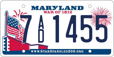 MD license plate 7AD1455