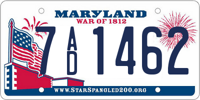 MD license plate 7AD1462