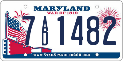 MD license plate 7AD1482