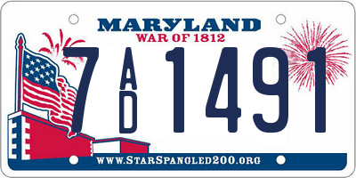 MD license plate 7AD1491