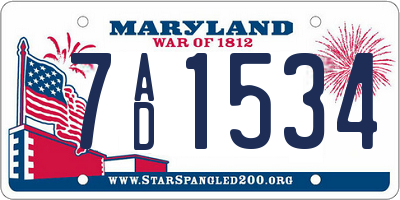 MD license plate 7AD1534