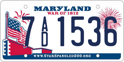 MD license plate 7AD1536