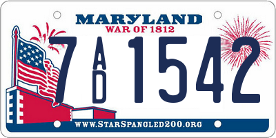 MD license plate 7AD1542