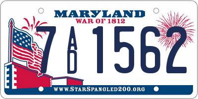 MD license plate 7AD1562