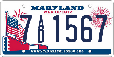 MD license plate 7AD1567
