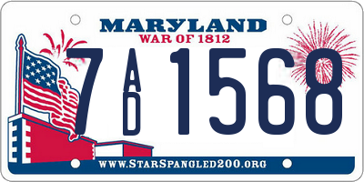 MD license plate 7AD1568