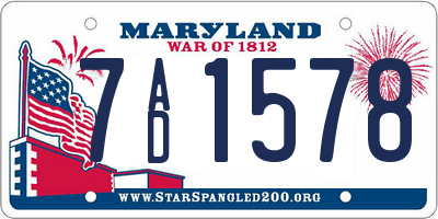 MD license plate 7AD1578