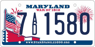 MD license plate 7AD1580