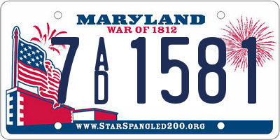 MD license plate 7AD1581