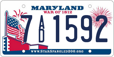 MD license plate 7AD1592