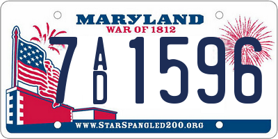 MD license plate 7AD1596