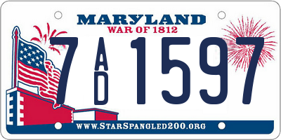 MD license plate 7AD1597
