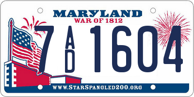 MD license plate 7AD1604