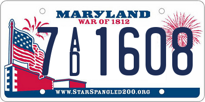MD license plate 7AD1608