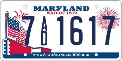 MD license plate 7AD1617