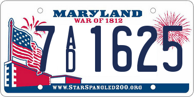 MD license plate 7AD1625