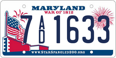MD license plate 7AD1633