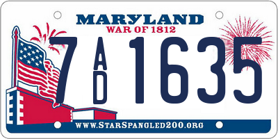 MD license plate 7AD1635