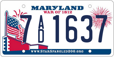 MD license plate 7AD1637