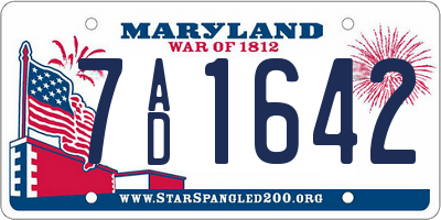 MD license plate 7AD1642