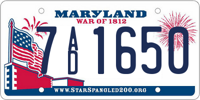 MD license plate 7AD1650