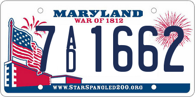 MD license plate 7AD1662