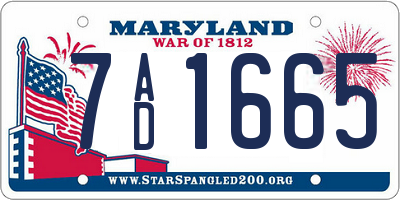 MD license plate 7AD1665