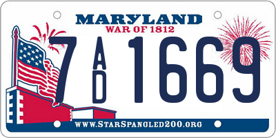 MD license plate 7AD1669