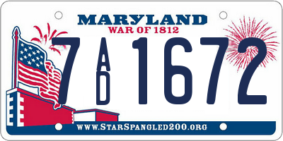 MD license plate 7AD1672