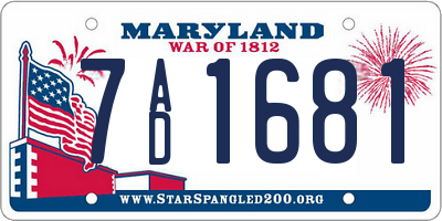 MD license plate 7AD1681