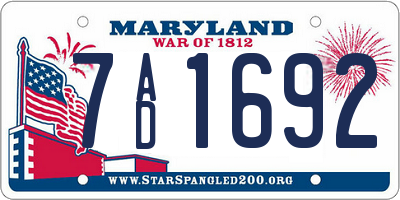 MD license plate 7AD1692