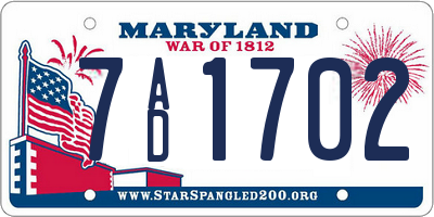 MD license plate 7AD1702