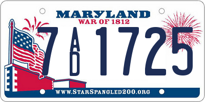 MD license plate 7AD1725