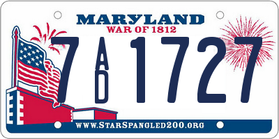 MD license plate 7AD1727