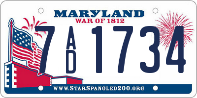 MD license plate 7AD1734