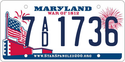 MD license plate 7AD1736