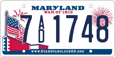 MD license plate 7AD1748