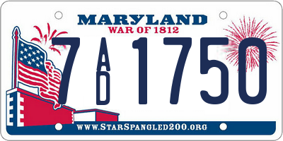 MD license plate 7AD1750