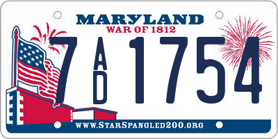 MD license plate 7AD1754