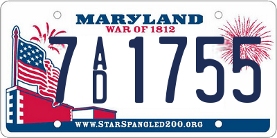 MD license plate 7AD1755