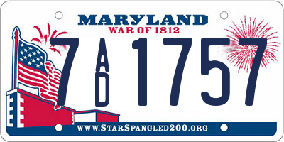 MD license plate 7AD1757