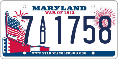 MD license plate 7AD1758